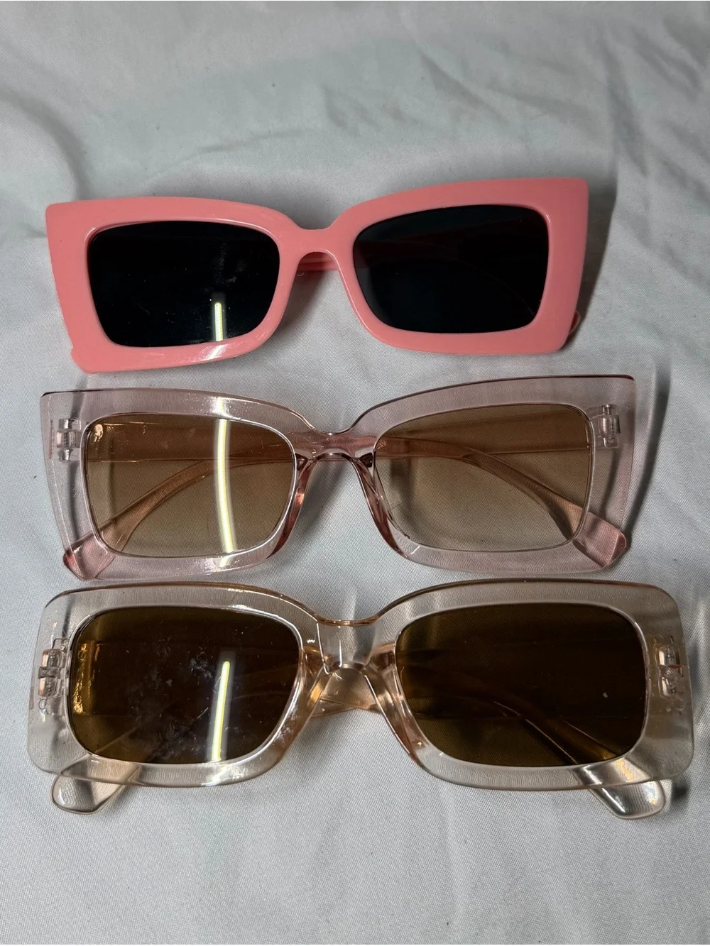 Pink Rectangular Women's Sunglasses - Fashion Frame